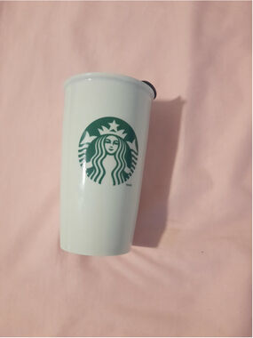 Starbucks White Green Logo Ceramic Travel Mug One Size